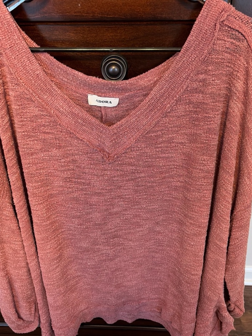 ADORA Mauve Rose V-Neck Knit Sweater